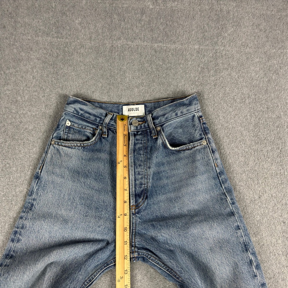 AGOLDE‎ Jeans 90's High Rise Pinch Waist Straight Button Fly 24 Raw Hem 26" - Picture 8 of 13